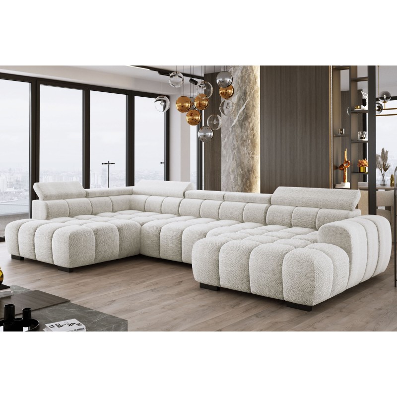 Narożnik BULL XL Lewostronny z elektryczną funkcją regulacji tkanina Eden 01 Biały WERSAL