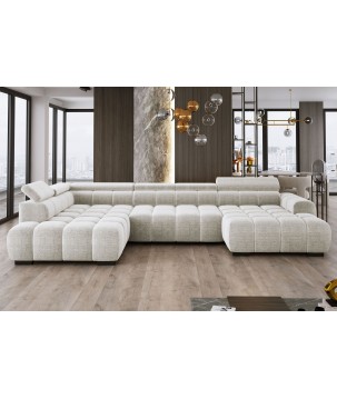 Narożnik BULL XL Lewostronny z elektryczną funkcją regulacji tkanina Eden 01 Biały WERSAL