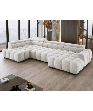 Narożnik BULL XL Lewostronny z elektryczną funkcją regulacji tkanina Eden 01 Biały WERSAL