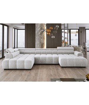 Narożnik BULL XL Lewostronny z elektryczną funkcją regulacji tkanina Eden 17 Złamana biel WERSAL