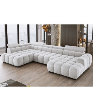 Narożnik BULL XL Lewostronny z elektryczną funkcją regulacji tkanina Eden 17 Złamana biel WERSAL