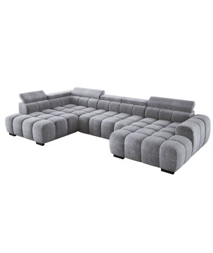 Narożnik BULL XL Lewostronny z elektryczną funkcją regulacji tkanina Eden 18 Srebrny WERSAL