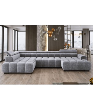 Narożnik BULL XL Lewostronny z elektryczną funkcją regulacji tkanina Eden 18 Srebrny WERSAL