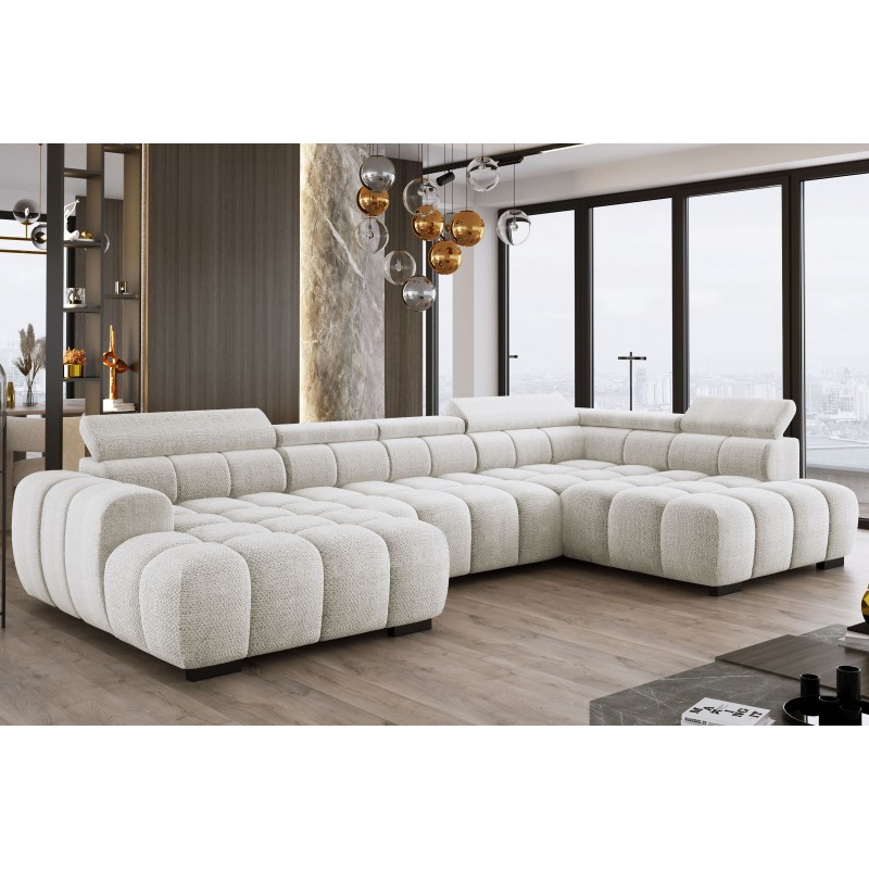 Narożnik BULL XL Prawostronny z elektryczną funkcją regulacji tkanina Eden 01 Biały WERSAL