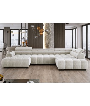 Narożnik BULL XL Prawostronny z elektryczną funkcją regulacji tkanina Eden 01 Biały WERSAL