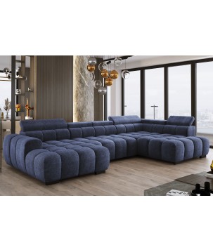 Narożnik BULL XL Prawostronny z elektryczną funkcją regulacji tkanina Eden 16 Niebieski WERSAL