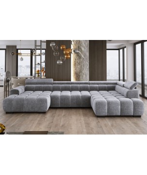 Narożnik BULL XL Prawostronny z elektryczną funkcją regulacji tkanina Eden 18 Srebrny WERSAL