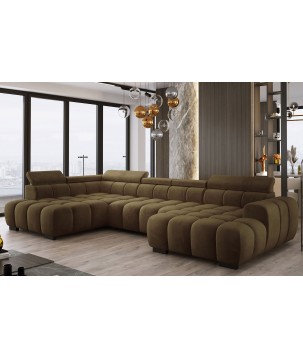 Narożnik BULL XL Lewostronny z elektryczną funkcją regulacji tkanina Salvador 10 Oliwkowa Zieleń WERSAL