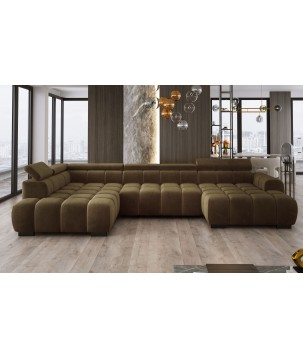 Narożnik BULL XL Lewostronny z elektryczną funkcją regulacji tkanina Salvador 10 Oliwkowa Zieleń WERSAL