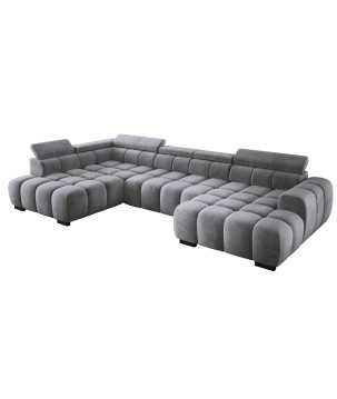 Narożnik BULL XL Lewostronny z elektryczną funkcją regulacji tkanina Salvador 14 Srebrny WERSAL