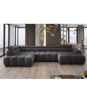 Narożnik BULL XL Lewostronny z elektryczną funkcją regulacji tkanina Salvador 15 Szary WERSAL