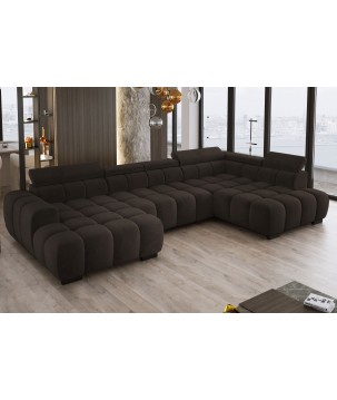 Narożnik BULL XL Prawostronny z elektryczną funkcją regulacji tkanina Salvador 04 Brąz Czekoladowy WERSAL