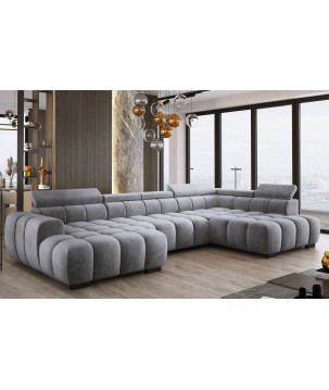 Narożnik BULL XL Prawostronny z elektryczną funkcją regulacji tkanina Salvador 14 Srebrny WERSAL