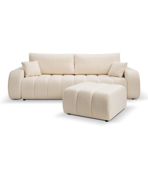 Pufa BALOO w kolorze kremowym w tkaninie LAMBI 08