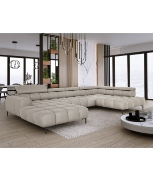 Narożnik PLAZA XL Prawostronny Elektryczna regulacja Tkanina SOLAR 16 WERSAL