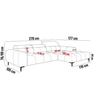 Narożnik PLAZA MINI wolnostojący Prawostronny w tkaninie EDEN 12 WERSAL