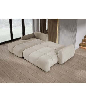 Narożnik COCO Lewostronny z funkcją spania poduszkami i pojemnikiem Cloud 03 DOMOHOME