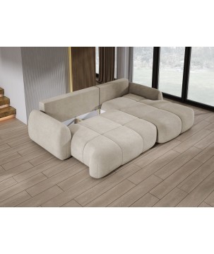 Narożnik COCO Prawostronny z funkcją spania poduszkami i pojemnikiem Cloud 03 DOMOHOME