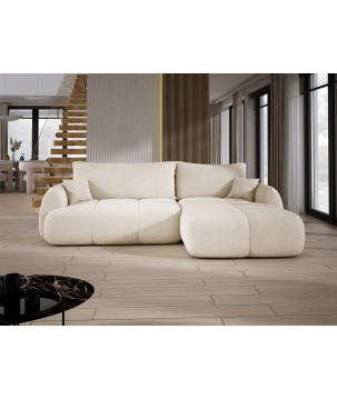 Narożnik COCO Prawostronny z funkcją spania poduszkami i pojemnikiem Now Or Never 02 DOMOHOME