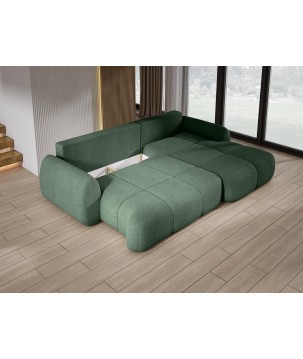 Narożnik COCO Prawostronny z funkcją spania poduszkami i pojemnikiem Now Or Never 37 DOMOHOME