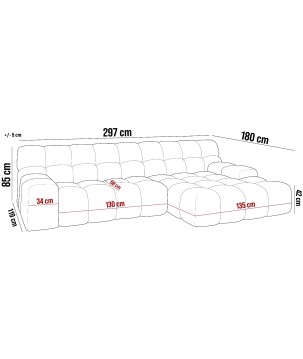 Narożnik CAMPILE L wolnostojący Lewostronny z Elektryczną Regulacją tkanina Eden 07 WERSAL