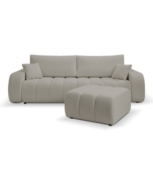 Pufa BALOO w kolorze jasnej szarości w tkaninie LAMBI 11