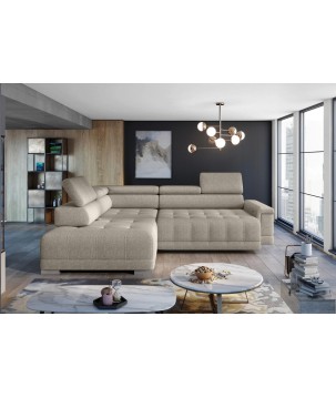 Narożnik CAMPO L z elektryczną regulacją siedziska Lewostronny w tkaninie MEMPHIS 05 WERSAL