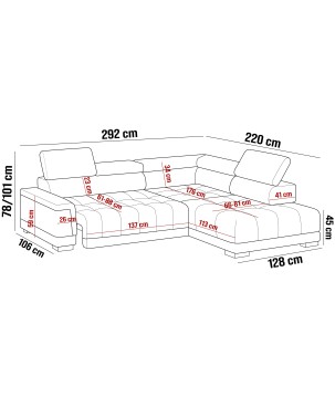 Narożnik CAMPO L z elektryczną regulacją siedziska Lewostronny w tkaninie MEMPHIS 20 WERSAL