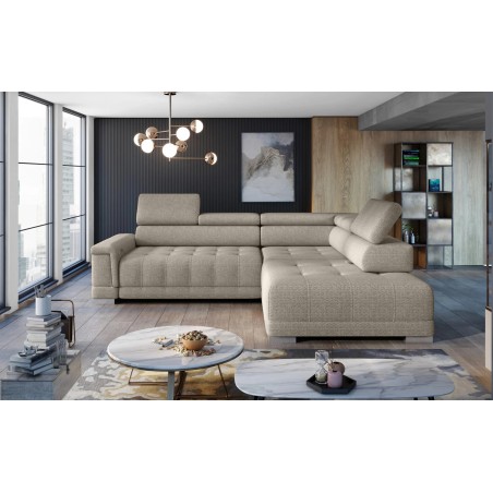 Narożnik CAMPO L z elektryczną regulacją siedziska Prawostronny w tkaninie MEMPHIS 05 WERSAL