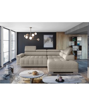 Narożnik CAMPO L z elektryczną regulacją siedziska Prawostronny w tkaninie MEMPHIS 05 WERSAL