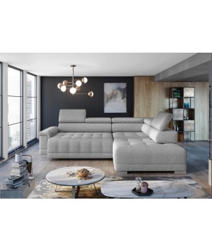 Narożnik CAMPO L z elektryczną regulacją siedziska Prawostronny w tkaninie MEMPHIS 16 WERSAL