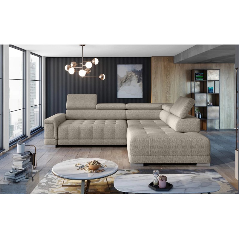 Narożnik CAMPO L z elektryczną regulacją siedziska Prawostronny w tkaninie MEMPHIS 05 WERSAL