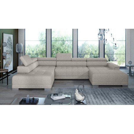 Narożnik CAMPO XL z elektryczną regulacją siedziska Lewostronny w tkaninie MEMPHIS 04 WERSAL