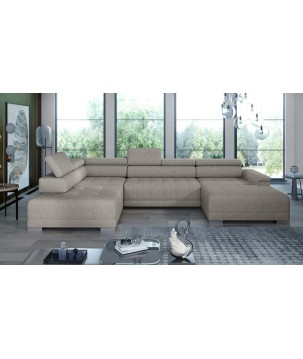 Narożnik CAMPO XL z elektryczną regulacją siedziska Lewostronny w tkaninie MEMPHIS 05 WERSAL