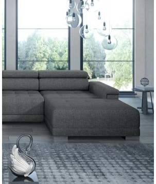 Narożnik CAMPO XL z elektryczną regulacją siedziska Lewostronny w tkaninie MEMPHIS 06 WERSAL