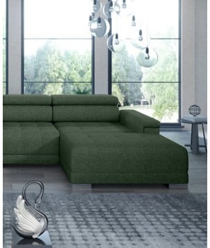 Narożnik CAMPO XL z elektryczną regulacją siedziska Lewostronny w tkaninie MEMPHIS 12 WERSAL