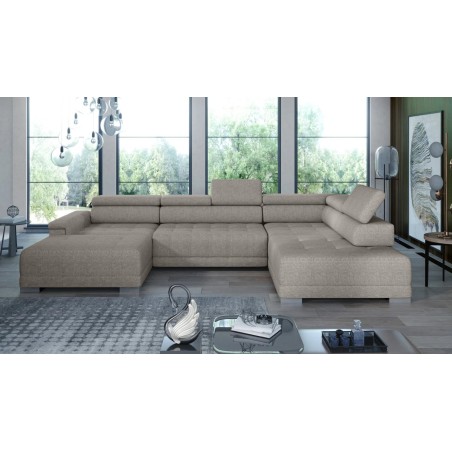 Narożnik CAMPO XL z elektryczną regulacją siedziska Prawostronny w tkaninie MEMPHIS 05 WERSAL