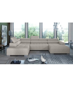 Narożnik CAMPO XL z elektryczną regulacją siedziska Lewostronny w tkaninie MEMPHIS 04 WERSAL