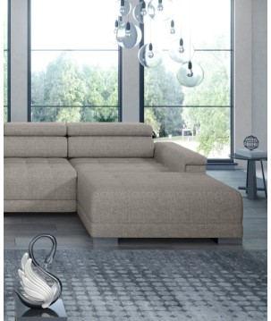 Narożnik CAMPO XL z elektryczną regulacją siedziska Lewostronny w tkaninie MEMPHIS 05 WERSAL