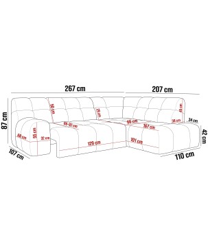 Narożnik COCOON L z elektryczną regulacją siedziska Lewostronny w tkaninie JAGUAR 19