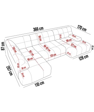 Narożnik COCOON XL w układzie U z elektryczną regulacją siedziska Lewostronny w tkaninie JAGUAR 02
