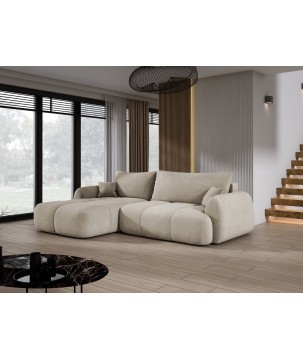 Narożnik COCO Lewostronny z funkcją spania poduszkami i pojemnikiem Cloud 03 DOMOHOME