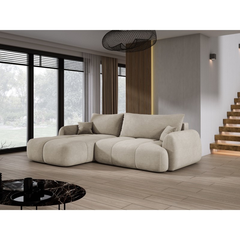 Narożnik COCO Lewostronny z funkcją spania poduszkami i pojemnikiem Cloud 03 DOMOHOME