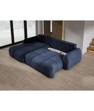 Narożnik COCO Lewostronny z funkcją spania poduszkami i pojemnikiem Cloud 79 DOMOHOME