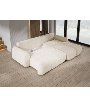 Narożnik COCO Prawostronny z funkcją spania poduszkami i pojemnikiem Now Or Never 02 DOMOHOME