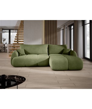 Narożnik COCO Prawostronny z funkcją spania poduszkami i pojemnikiem Now Or Never 38 DOMOHOME