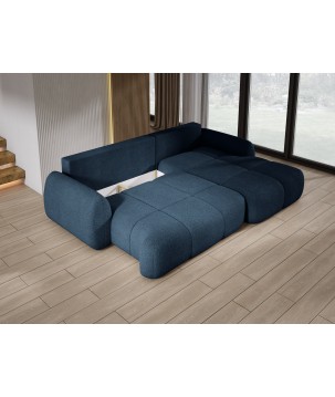 Narożnik COCO Prawostronny z funkcją spania poduszkami i pojemnikiem Now Or Never 79 DOMOHOME