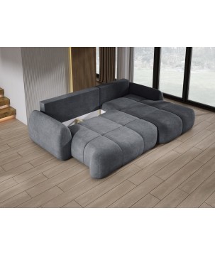 Narożnik COCO Prawostronny z funkcją spania poduszkami i pojemnikiem Cloud 91 DOMOHOME