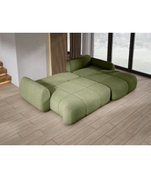 Narożnik COCO Prawostronny z funkcją spania poduszkami i pojemnikiem Now Or Never 38 DOMOHOME