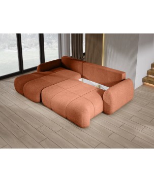 Narożnik COCO Lewostronny z funkcją spania poduszkami i pojemnikiem Now Or Never 56 DOMOHOME